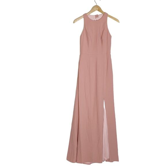 DESSY COLLECTION Diamond Cutout Back Trumpet Gown in Desert Rose - Picture 2 of 8